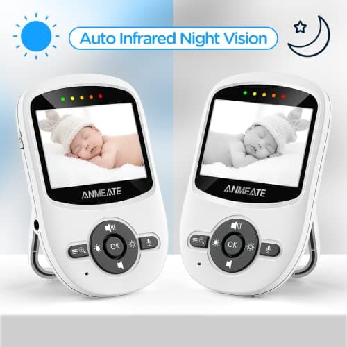 ANMEATE Video Baby Monitor with Digital Camera, Digital 2.4Ghz Wireless Video Monitor with Temperature Monitor, 960ft Transmission Range, 2-Way Talk, Night Vision, High Capacity Battery（1 Camera） 6