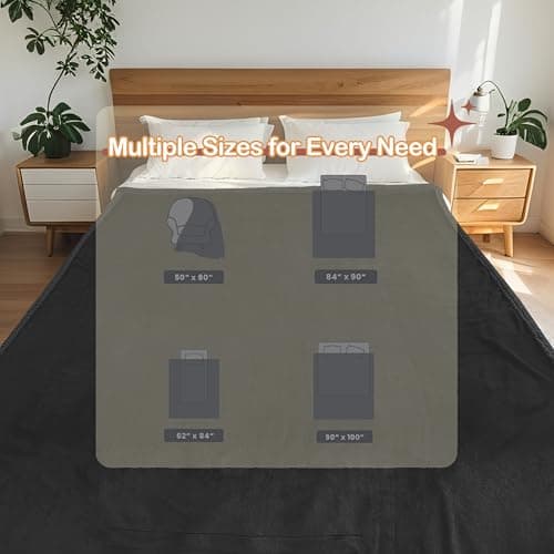 TICOO Electric Heated Blanket Full Size 72" x 84" - 5 Heat Settings & 10H Auto-Off, Microplush Flannel & Sherpa Lining, Machine Washable, Overheat Protection, Ideal Gifts for Home/Bedroom/Sofa, Black 8