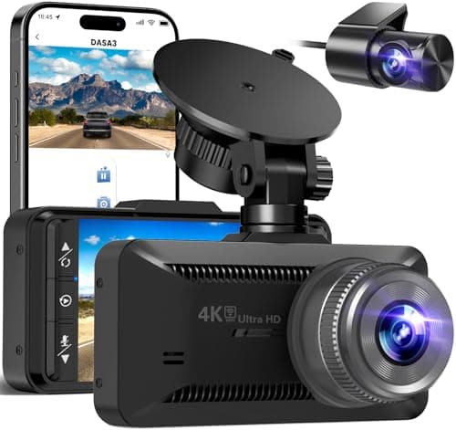 Dash Cam Front and Rear 4K/1080P, Dash Camera for Cars Build in WiFi, Full HD Dash Cam with APP Control, 3.94'' IPS Screen Dash Camera with 32GB SD Card, G-Sensor, Loop Recording (Dark Grey)