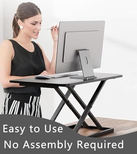 Aconcept Extra-Slim 24 x 14 inch Black Lift Standing Desk Converter, Manual Adjustable Height Sit Stand up Desk Riser, Compact for Monitor or Laptop Workstation 8