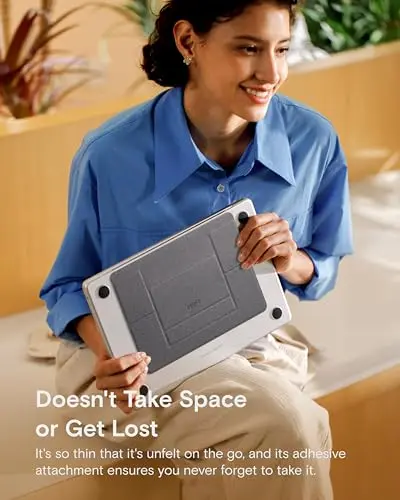 MOFT Laptop Stand for Desk, Adhesive MacBook Computer Stand with 2 Adjustable Viewing Angles, Foldable and Portable Laptop Riser Compatible with 11"-16" Laptops, Space Gray(Adhesive Version) 5