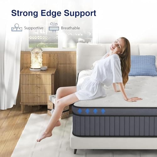 EEN EEN SLEEP King Size Pillow Top Firm Hybrid Mattress in a Box, 14 Inch, White, Memory Foam and Pocketed Springs, Pressure Relief 5