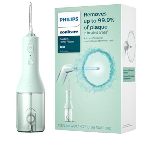 Philips Sonicare Water Flosser Cordless – Rechargeable Power Dental Waterflosser for Teeth, Portable Oral Irrigator with 3 Intensity Settings, 360° Rotating Nozzle – (Mint)