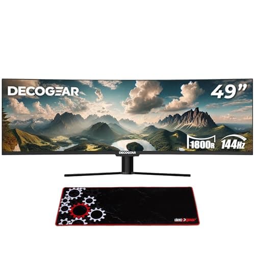 Deco Gear 49" Curved Ultrawide Gaming Monitor, 32:9, 144 Hz, 3840x1080 with Extended Mouse Pad