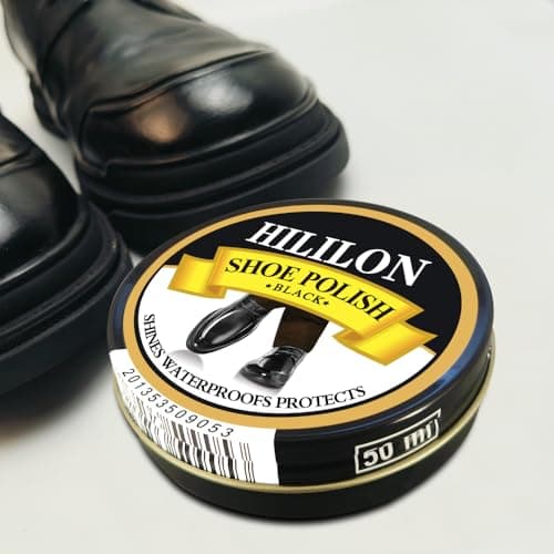 HILILON Black Shoe Polish Paste for Leather Shoes & Boots, Premium High-Gloss Shine, UV Protection, Includes Wool Cloth, 1.75oz (50ml) 6