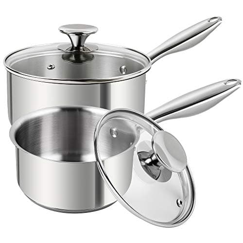 MICHELANGELO Stainless Steel Saucepan Set 1Qt & 2Qt, Premium German Technology Sauce Pans 2 Piece, 18/10 Stainless Steel Sauce Pan Set, Induction Compatible
