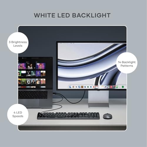 Satechi SM3 Mechanical Keyboard for Mac and Windows, 108 Keys Full Size with White LED Backlit, Wired and Bluetooth for Mac and Windows - Dark Gray/Gray 6