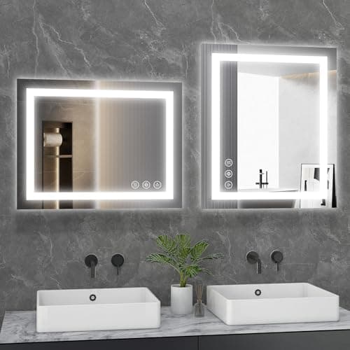 Sweetcrispy 28"x 20" Rectangle LED Bathroom Mirror with Front Light and Backlit, Smart Memory Functionr - Enhanced Anti-Fog Feature, Pure White 7