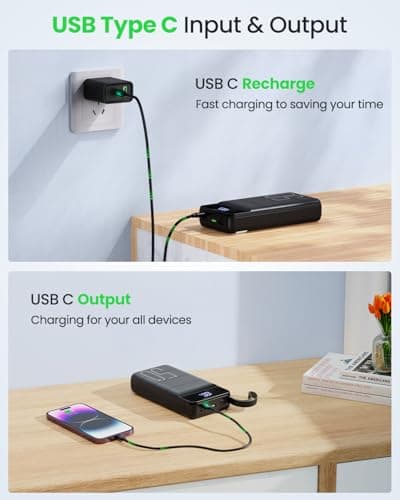 Power Bank Fast Charging 50000mAh - 22.5W Portable Charger USB C Quick Charge with 4 Outputs & 3 Inputs LED Display Huge Capacity External Battery Pack for iPhone, Samsung, iPad etc Black 6