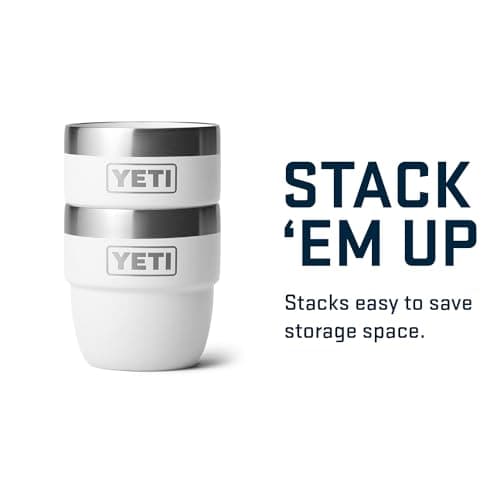 YETI Rambler 4 oz Stackable Cup, Stainless Steel, Vacuum Insulated Espresso/Coffee Cup, 2 Pack, White 5