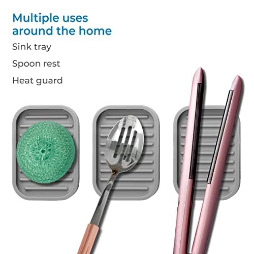 iDesign Silicone Soap Dish, Soap Saver, and Kitchen Sponge Holder, The Lineo Collection – Rectangular, 5" x 3.5" x 5", Gray 5