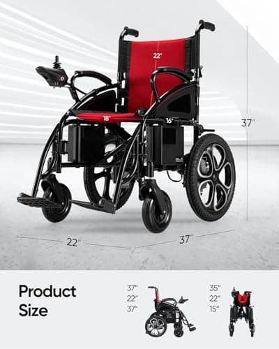 Electric Wheelchair for Adults, 500W Motors Powerful, Mobility Scooter 16 Inch Big Wheels, All Terrain Power Wheelchair, Compact Portable Motorized Wheelchair for Seniors, 20 Miles Travel Range 7
