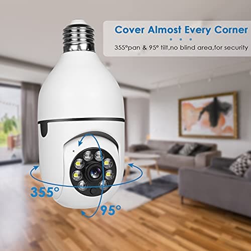 UPULTRA Light Bulb Security Camera Outdoor 2packs HD Wireless 5GHz/2.4GHz WiFi Home IP Cameras E27 360 Degree Panoramic,Motion Detection and Alarm,Two-Way Audio,Night Vision 5