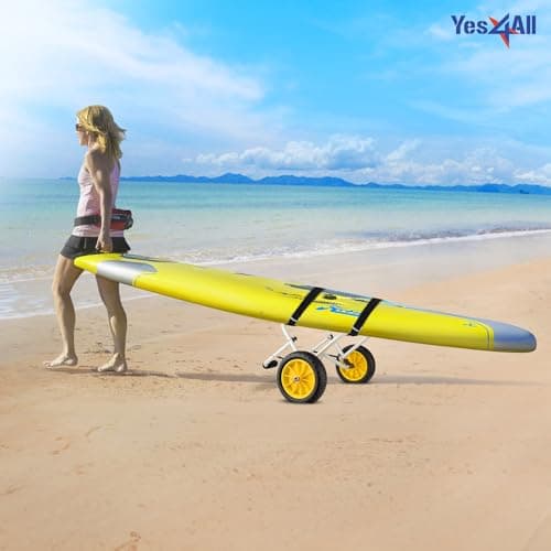 YES4ALL Kayak Cart U-Shape Aluminum, 200lbs Capacity Kayak Dolly with 4 Fixing Straps & Thick PU Wheels, Foldable Canoe Cart 7
