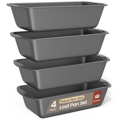 BAKKENMASTER Bakken- Swiss Loaf Pan Set 4-Piece - Deluxe Nonstick Carbon Steel Bakeware for Perfect Bread and Cakes – Dishwasher Safe, Premium Pans for Home Baking