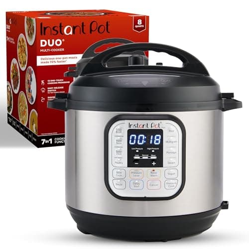 Instant Pot Duo 7-in-1 Electric Pressure Cooker, Slow Cooker, Rice Cooker, Steamer, Sauté, Yogurt Maker, Warmer & Sterilizer, Includes App with Over 800 Recipes, Stainless Steel, 8 Quart