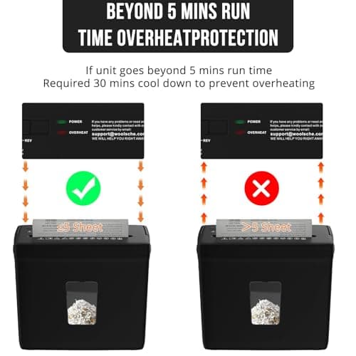 Suntiko Paper Shredder for Home Use,5 Sheets Small Cross Cut Paper Shredder,P-4 Security Level with 2.38-Gallon Basket, 4-Mode Design-Durable & Fast and Jam Proof for Home Office Utilization 7