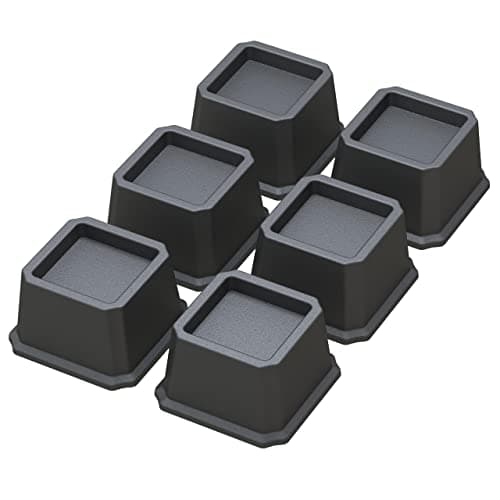 Whynonap Bed Risers 2 Inch Heavy Duty Bed Elevators, Set of 6 Lifts Up 2000 lbs Furniture Riser for Sofa and Table, Black