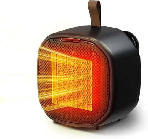 Electactic Portable Ceramic Space Heater w/Thermostat, 1500W Indoor Electric Space Heater Fan with Overheat and Tip-Over Protection, Heat Up 200 Square Feet for Office Room Dorm Use, Black