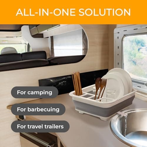 WOWZILLA Collapsible Dish Drying Rack Portable Dinnerware Drainer Organizer for Kitchen RV Campers Travel Trailer Space Saving Kitchen Storage Tray 6