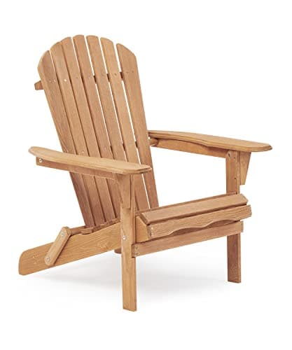 Wooden Folding Adirondack Chair Half Pre-Assembled, Wood Lounge Chair for Outdoor Patio Garden Lawn Backyard Deck Pool Beach Firepit Light Brown
