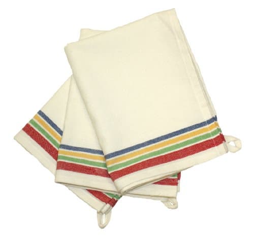 Aunt Martha's 18-Inch by 28-Inch Package of 3 Vintage Dish Towels,Cotton, Multi Striped, MultiStripe