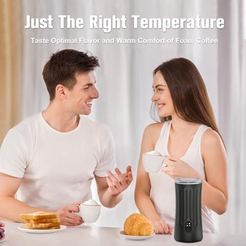 Electric Milk Frother, 4-in-1 Milk Steamer and Frother, 8.1oz/240ml Automatic Warm and Cold Foam Maker, Auto Shut-Off Frother for Coffee, Latte, Cappuccino, Macchiato(Black) 3