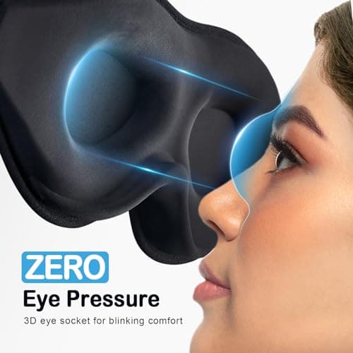 LitBear Breathable Sleep Mask, 3D Eye Mak Sleep for Side Sleepers Women Men, Light Blocking Sleeping Mask with Adjustable Strap, Soft Lightweight Eye Cover for Travel, Night Work, Nap, Office - Blue 5