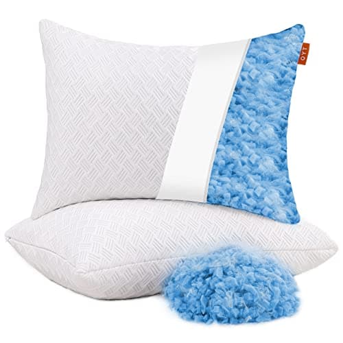OYT Memory Foam Cooling Bed Pillows for Sleeping - 2 Pack Adjustable Standard Size Gel Shredded Pillows for Sleeping Set of 2 with Side Back Sleepers Washable Removable Cover 6