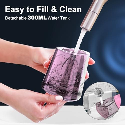 Water Dental Flosser Pick for Teeth: 4 Modes Cordless Portable Water Flossers Teeth Cleaner Rechargeable 300ML IPX7 Waterproof Oral Irrigator Flossing Cleaning Picks for Home Travel 5