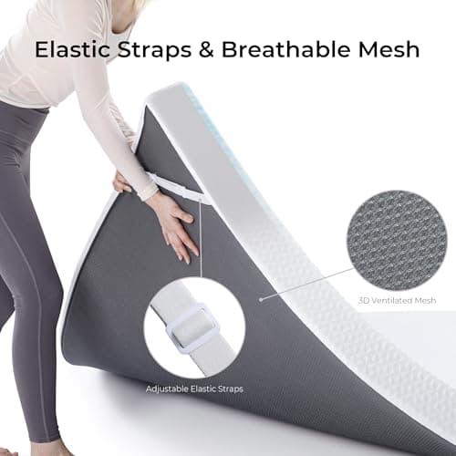 LIKIMIO Mattress Topper Queen, 3 Inch Cooling Gel Memory Foam Mattress Topper with Ice Silk Cover, Dual Layer Ventilated Foam for Pressure Relief, 3D Mesh & Firmness, CertiPUR-US Certified 5