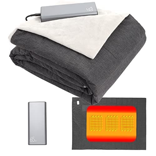 DalosDream USB Heated Blanket Battery Operated-Cordless Heated Blanket with 27000mAH Battery,40W High-Power,Portable Powered Blanket with 5 Heating Levels for Indoor/Outdoor
