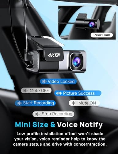 Navycrest 4K Dash Cam Front and Rear with 64GB Card, Built-in 5G WiFi, Dash Camera for Cars 4K Front and 1080P Rear, Dashcams for Cars Loop Recording, Gravity Sensor, 24-Hours Parking Mode 8