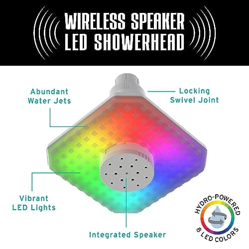 Bluetooth shower speaker waterproof with lights- color changing showerhead- shower light LED- Perfect bathroom speaker, shower light- Enjoy light up shower head with Music in The Shower 6