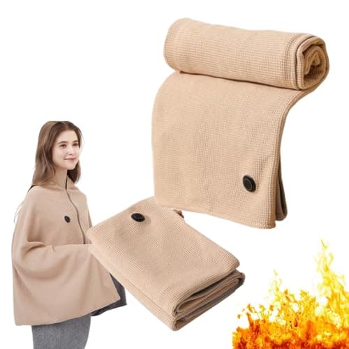 Portable Electric Heated Shawl Wrap for Women - Soft, Fast Heating, Three Temp Settings, Indoor/Outdoor, Mother's Day Gifts (Khaki)