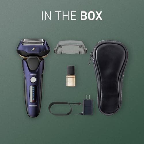 Panasonic ARC5 Electric Razor for Men Face, Wet & Dry Shavers for Men with Foil Shaver, Pop-up Trimmer, Ultra-Fast 5-Blade, Smart Shave Sensor, 16D Flexible Pivoting Head - ES-ALV6HA (Navy) 9