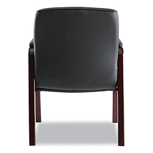 Alera Madaris Series Leather Guest Chair w/Wood Trim, Four Legs, Black/Mahogany 5