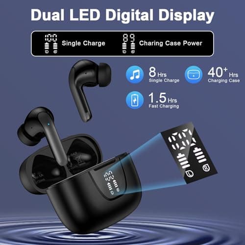 Samsung Wireless Headphones Bluetooth Ear Buds for Samsung Galaxy A17 A16 A36 S25 Ultra S24 S23 S22 S21 Bluetooth 5.3 Earbuds with Mic Noise Cancelling in Ear Earphones 60H Playback with LED Display 4