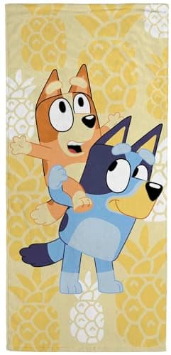Jay Franco Bluey & Bingo Kids Bath Pool Beach Towel - Super Soft & Absorbent 100% Cotton Towel, Measures 28 x 58
