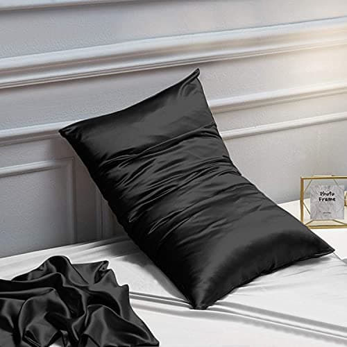 NTBAY 2 Pack Satin Standard Pillowcases for Hair and Skin, Luxurious and Silky Pillow Cases with Envelope Closure, 20x26 Inches, Black 5
