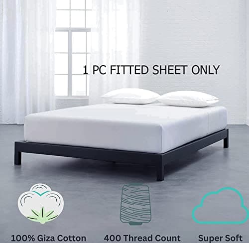 Split Top King Fitted Sheet for Adjustable Bed, 100% Giza Cotton, 34" Flex Head, 1 Pc (White) 5