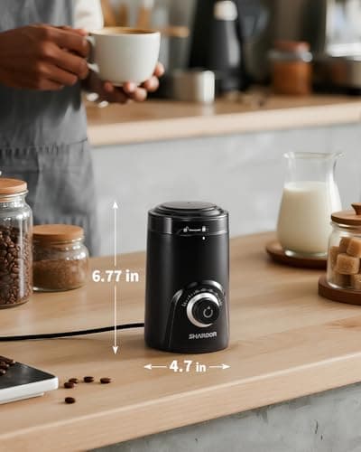 SHARDOR Electric Super Silent Blade Coffee Grinder, Timed Grind Control Rotary Knob, Adjustable Coarse to Fine for Coffee Beans, Spices & Herbs, Black 6