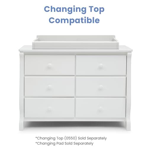 Delta Children Universal 6 Drawer Dresser with Interlocking Drawers - Greenguard Gold Certified, White 7