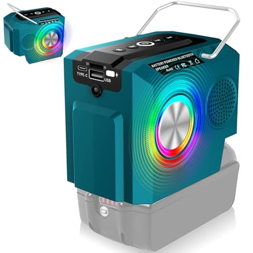 for Makita Bluetooth Music Speaker Player for Makita 18V Battery LXT Li-ion, Cordless Portable Speaker with Type C Port and USB Port Charging, Player HD Sound TWS Pairing Support Micro SD Card (TF)
