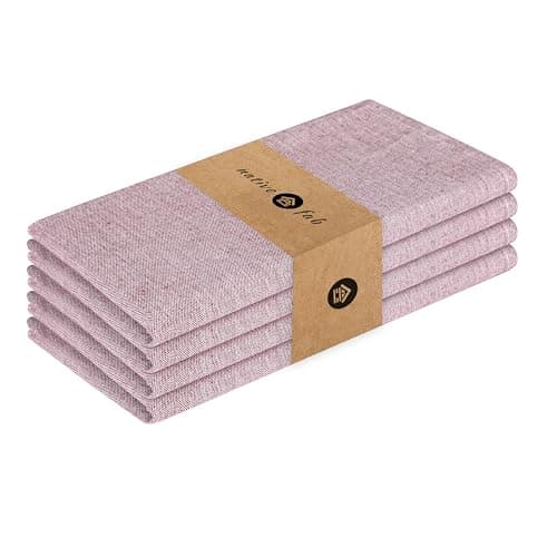Native Fab Solid Cloth Napkin Set of 4, 100% Chambray Cotton, Washable, Reusable Dinner Cloth Napkin 17x17 inches, Table Decor Napkins for Dinner, Events, Burgundy
