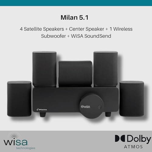 Platin Milan 5.1 Surround Sound Speaker System - Wireless Home Theater System for Smart TVs - WiSA Certified - with WiSA SoundSend Transmitter Included - No Receiver or Speaker Wires Needed 8