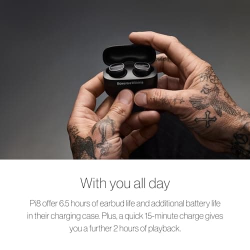 Bowers & Wilkins Pi8 Bluetooth Wireless Earbuds (Anthracite Black), in-Ear Bluetooth Earphones with Qualcomm Chipset & aptX Lossless, Active Noise Cancelling Earbuds, 3 Built-in Mics, 15-Min Charging 5