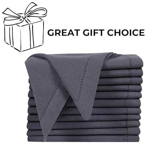 Bedding Craft Cotton Cloth Dinner Napkins Set of 12 – 18x18 Steel Grey with Hemstitched Mitered Corners – Machine Washable Reusable Napkins for Thanksgiving & Christmas 9