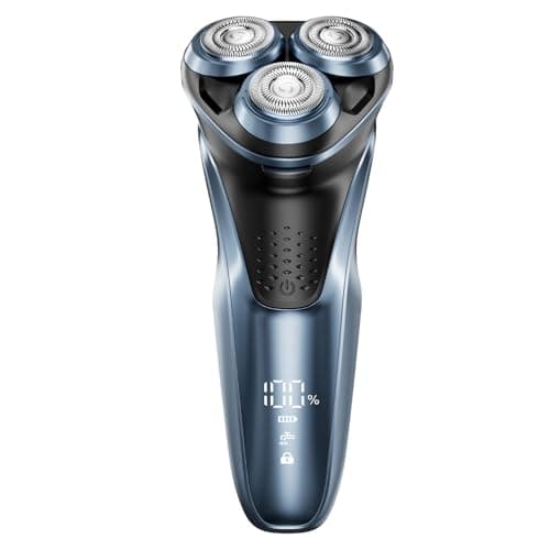 Electric Razor for Men, Electric Shaver for Men Face, with Pop Up Trimmer Waterproof Wet Dry Rechargeable Shaver Blue