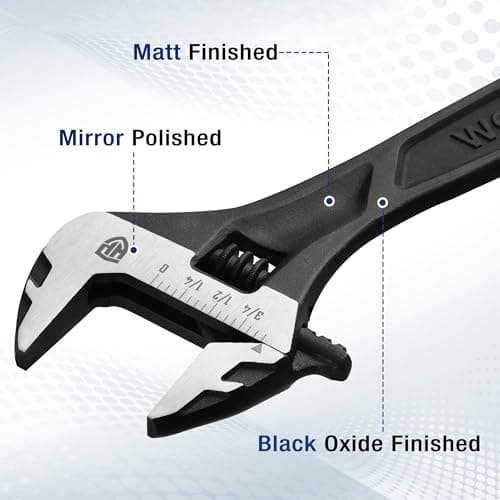 WORKPRO 6" Adjustable Wrench, Black Oxide Wrench 6 Inch with Inch/Metric Scale, Premium Cr-V Steel 2
